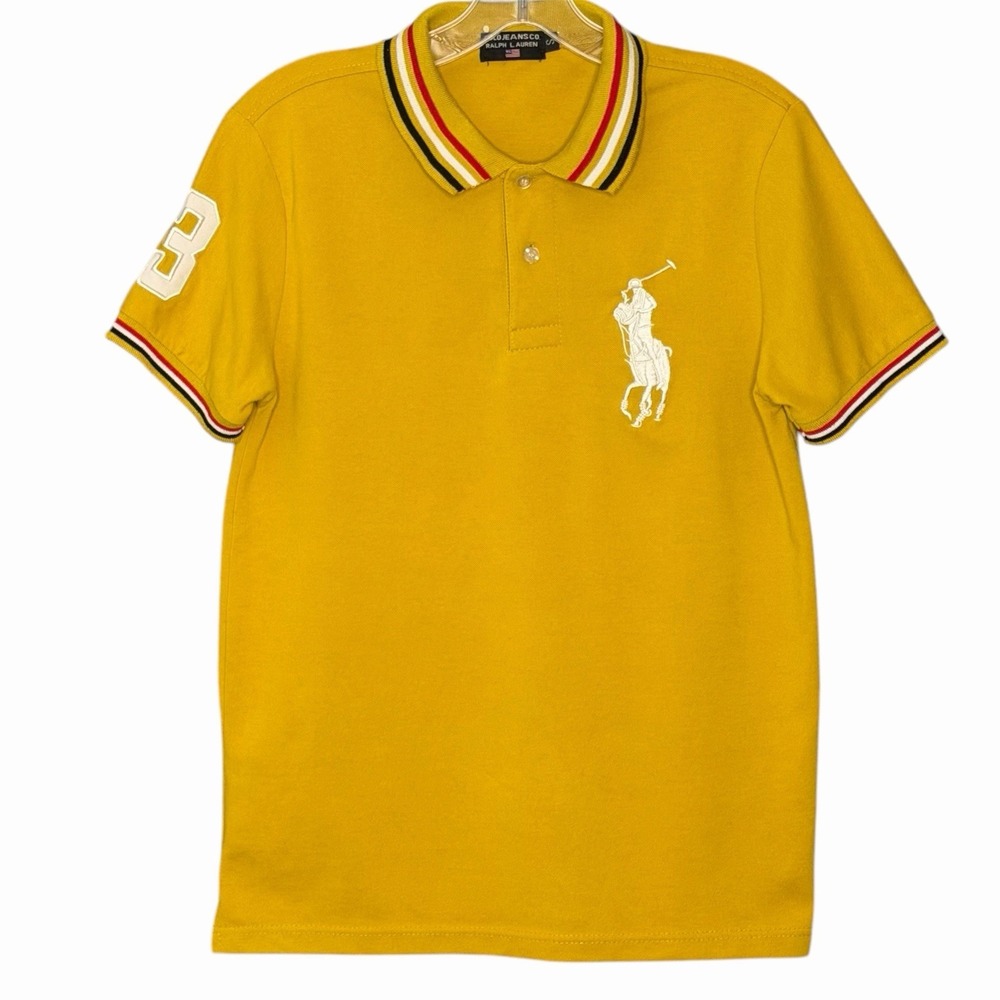 Vintage Polo Ralph Lauren Men S Rugby Shirt Short Sleeve Yellow Big Pony 90s